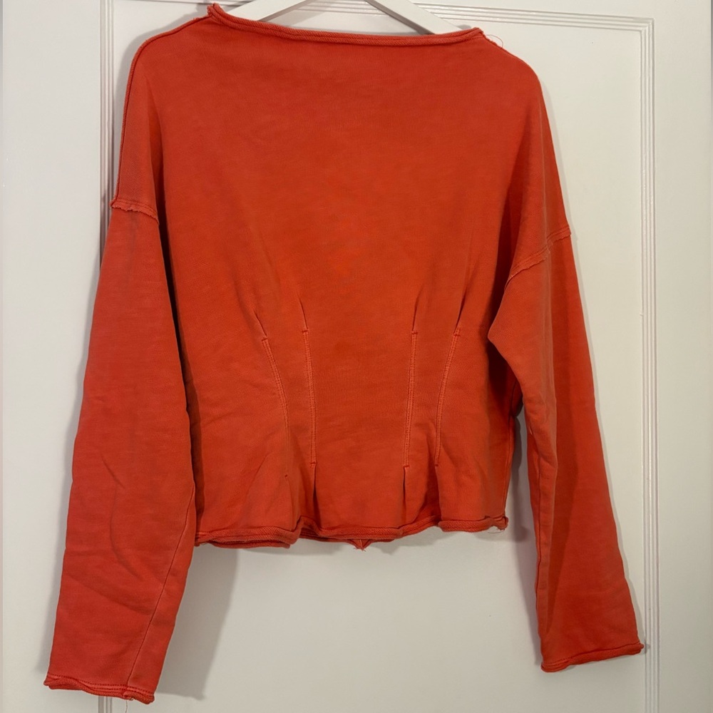 Pilcro Orange Cinched Crewneck Size Medium